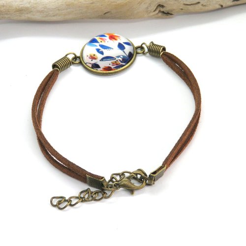 Bracelet cordon cabochon motif japonais