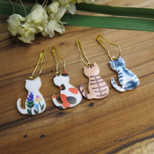 Lot marqueurs pour tricot en forme de chat