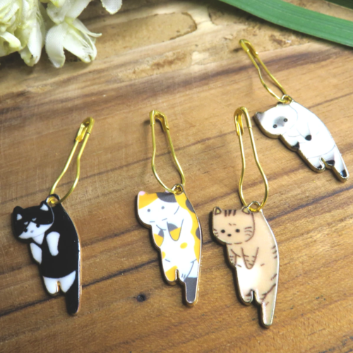 Lot marqueurs pour tricot en forme de chat