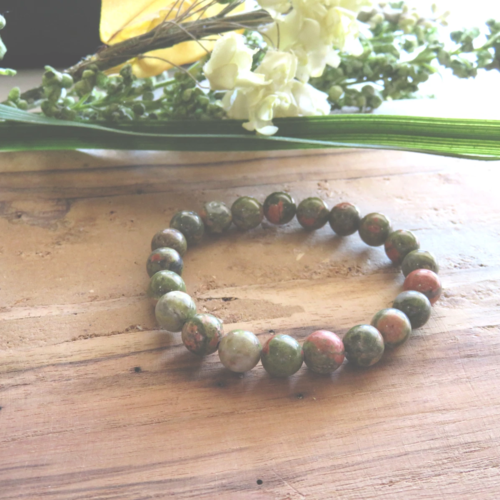 Bracelet homme unakite pierres naturelles fait main