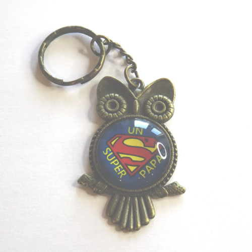 Porte clés hibou "un super papa"