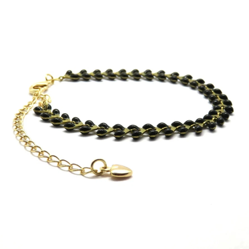 Bracelet femme épi doré noir acier inoxydable fait main