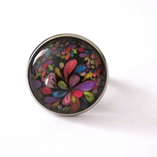 Bague vintage fleur acier inoxydable réglable