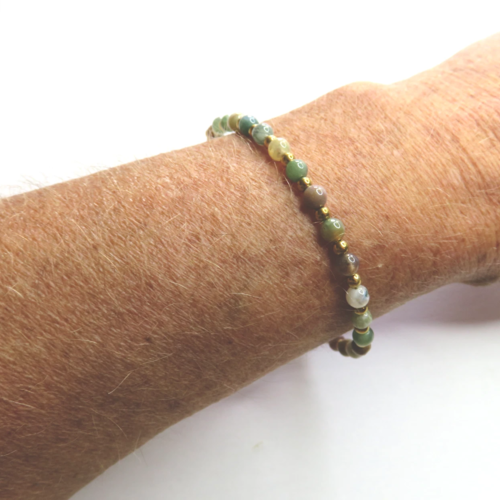 Bracelet en acier inoxydable perles cristal multicolore