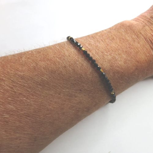 Bracelet en acier inoxydable perles cristal noires