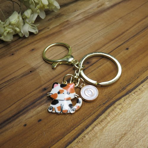 Porte clés bijou de sac chat en acier inoxydable personnalisé initiale