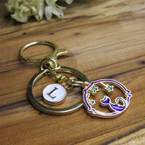 Porte clés personnalisé bijou de sac chat en acier inoxydable initiale