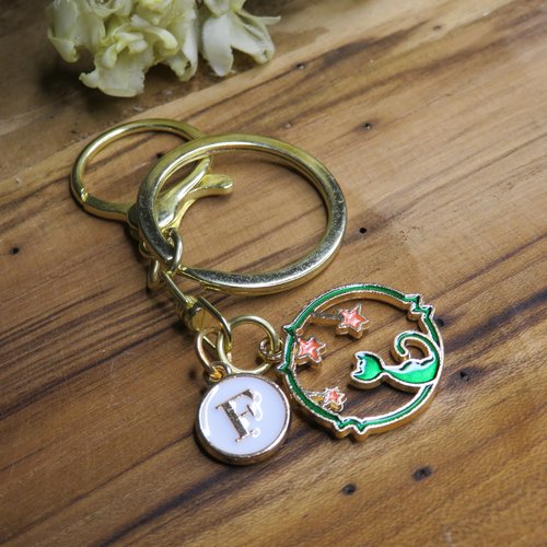 Porte clés bijou de sac chat en acier inoxydable personnalisé initiale