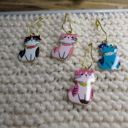 Lot marqueurs pour tricot en forme de chat