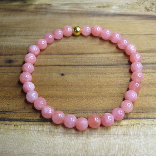 Bracelet pierre naturelle angélite et perle acier inoxydable lithothérapie