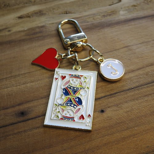 Bijou de sac breloque valet de cœur personnalisé initiale