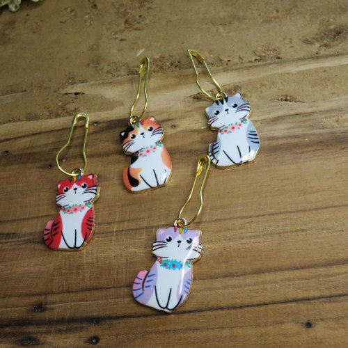 Lot marqueurs pour tricot en forme de chat