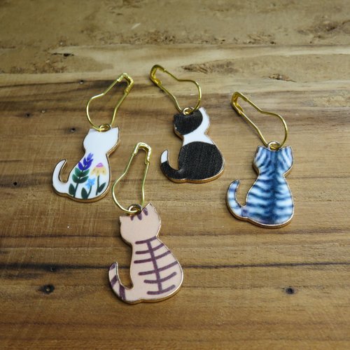 Lot marqueurs pour tricot en forme de chat