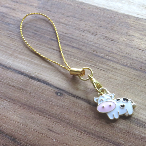 Bijou de téléphone doré vache kawaii