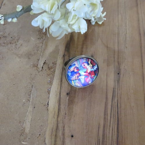 Bague réglable fleurs base métal bronze