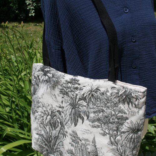 Tote bag toile de jouy illustration indienne