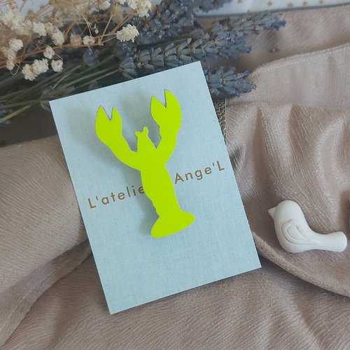 Broche homard jaune fluo