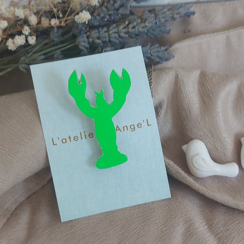 Broche homard vert fluo