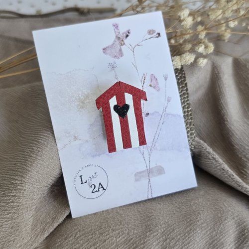 Broche cabine de plage rouge