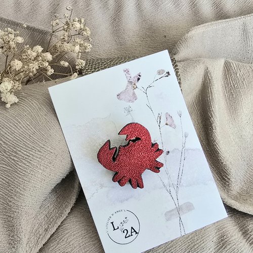 Broche crabe rouge