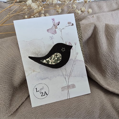 Broche oiseau chocolat
