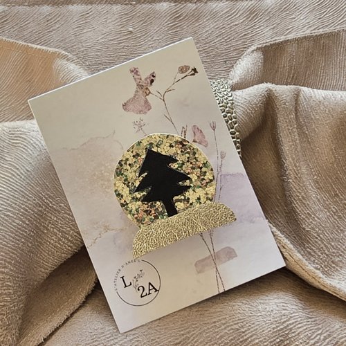 Broche de noël: boule à neige or