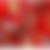 Tissu japonais en brocade à motif floral- 100x75cm- rouge