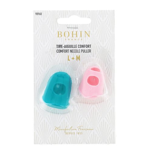 Doigtier tire aiguille silicone bleu rose l + m