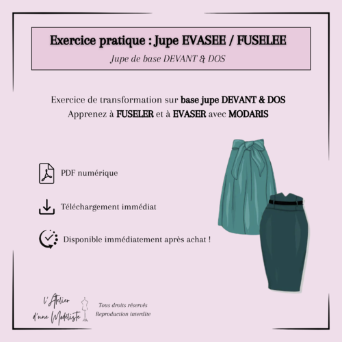 Pdf - cours de modélisme par cao - lectra - modaris / 1. jupe de base > jupe évasée / fuselée