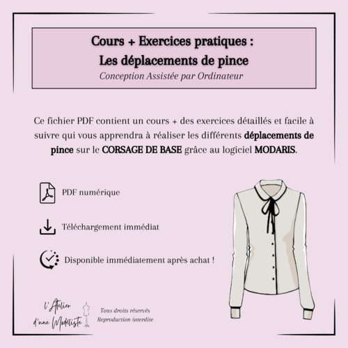 Pdf - cours de modélisme par cao - lectra - modaris / 3. les déplacements de pince sur corsage de base devant