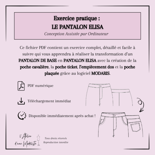 Pdf - cours de modélisme par cao - lectra - modaris / 8. pantalon elisa - exercice pratique