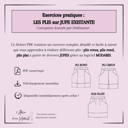 Pdf - cours de modélisme par cao - lectra - modaris / 10. les plis sur jupe