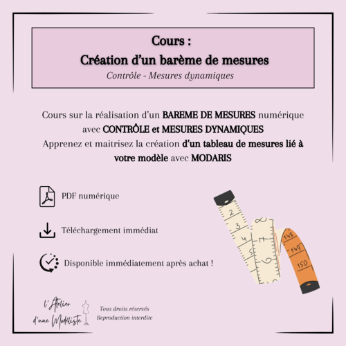 Pdf - cours de modélisme par cao - lectra - modaris / 13. le barème de mesure + exercices pratiques