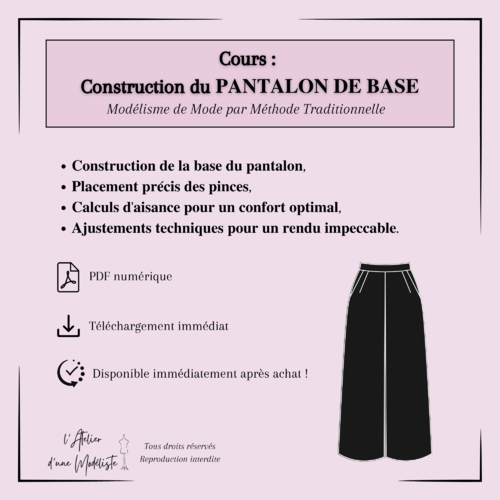 Pdf - cours de modélisme par méthode traditionnelle à plat / 1. le pantalon de base