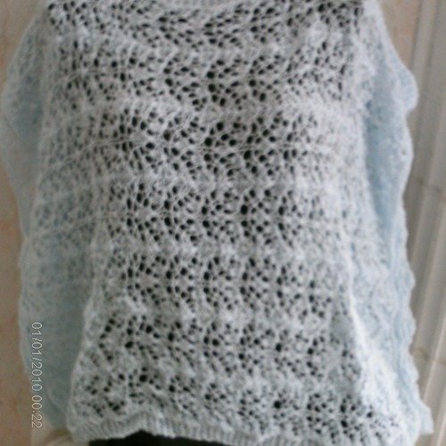 Pull dentelle femme bleu
