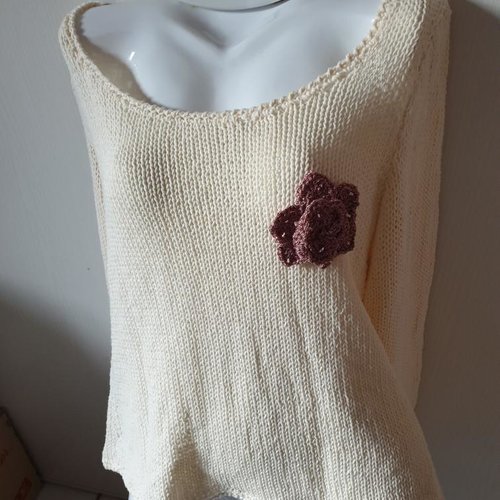 Pull femme coton écru