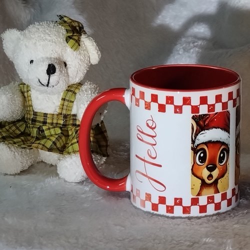 Mug petite renne espiègle avec texte