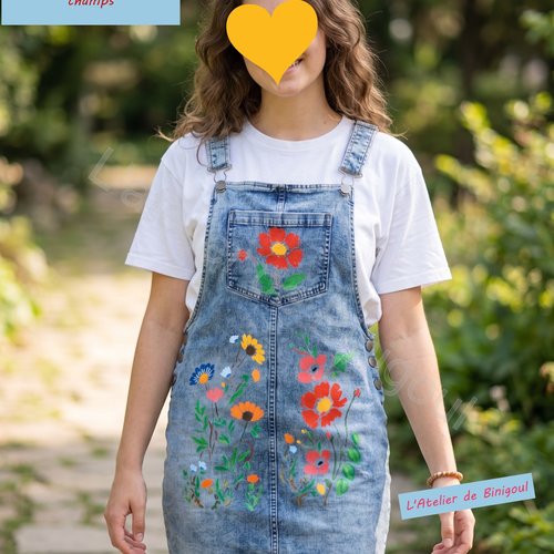 Robe salopette fleurs des champs