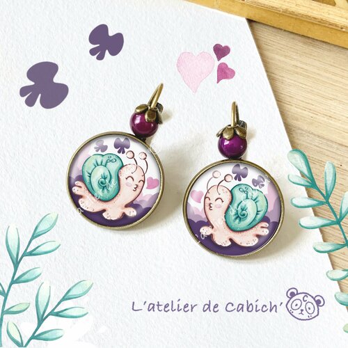 Boucles d'oreilles « coco love » de la collection « réveil au jardin » .bijoux violet. bijoux fantaisies.