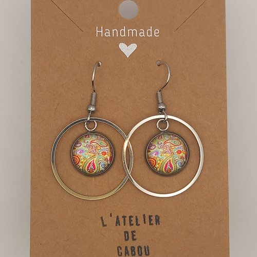 Boucles d'oreilles fantaisie cabochon