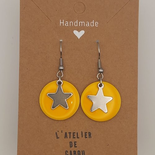 Boucles d'oreilles fantaisie sequin jaune