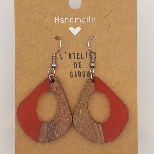 Boucles d'oreilles fantaisie bois