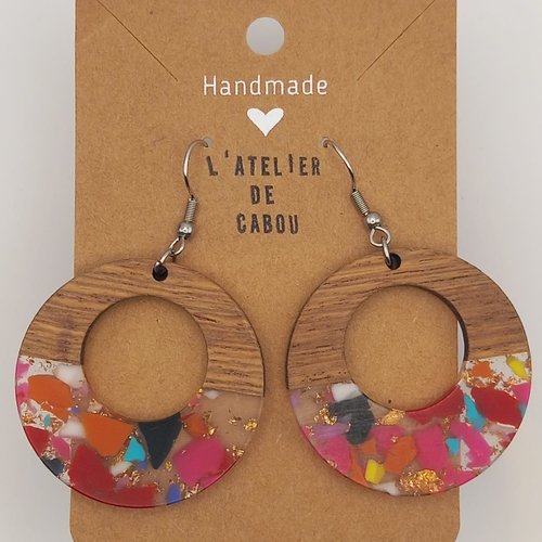 Boucles d'oreilles fantaisie bois