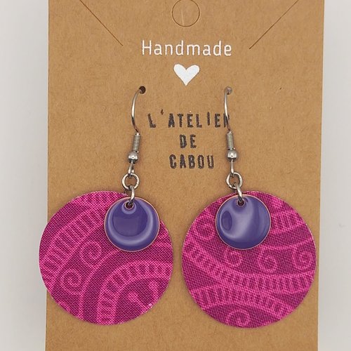 Boucles d'oreilles tissu fantaisie