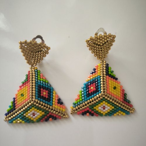 Paire de boucles d'oreille pendantes triangle miyuki