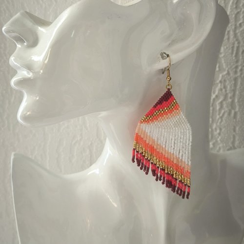 Paire de boucles d'oreille huichols, amérindien
