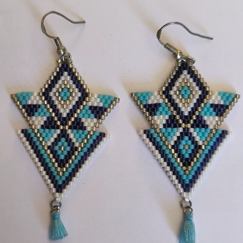 Paire de boucles d'oreille pendantes triangle miyuki