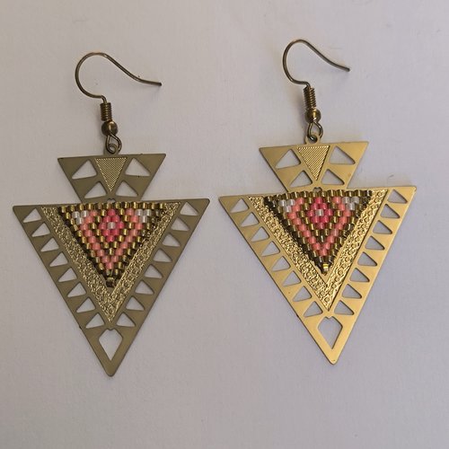 Paire de boucles d'oreille pendantes triangle miyuki