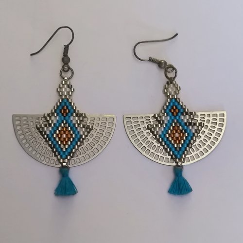 Paire de boucles d'oreille pendantes triangle miyuki