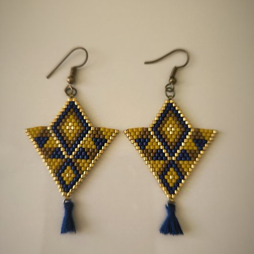 Paire de boucles d'oreille pendantes triangle miyuki